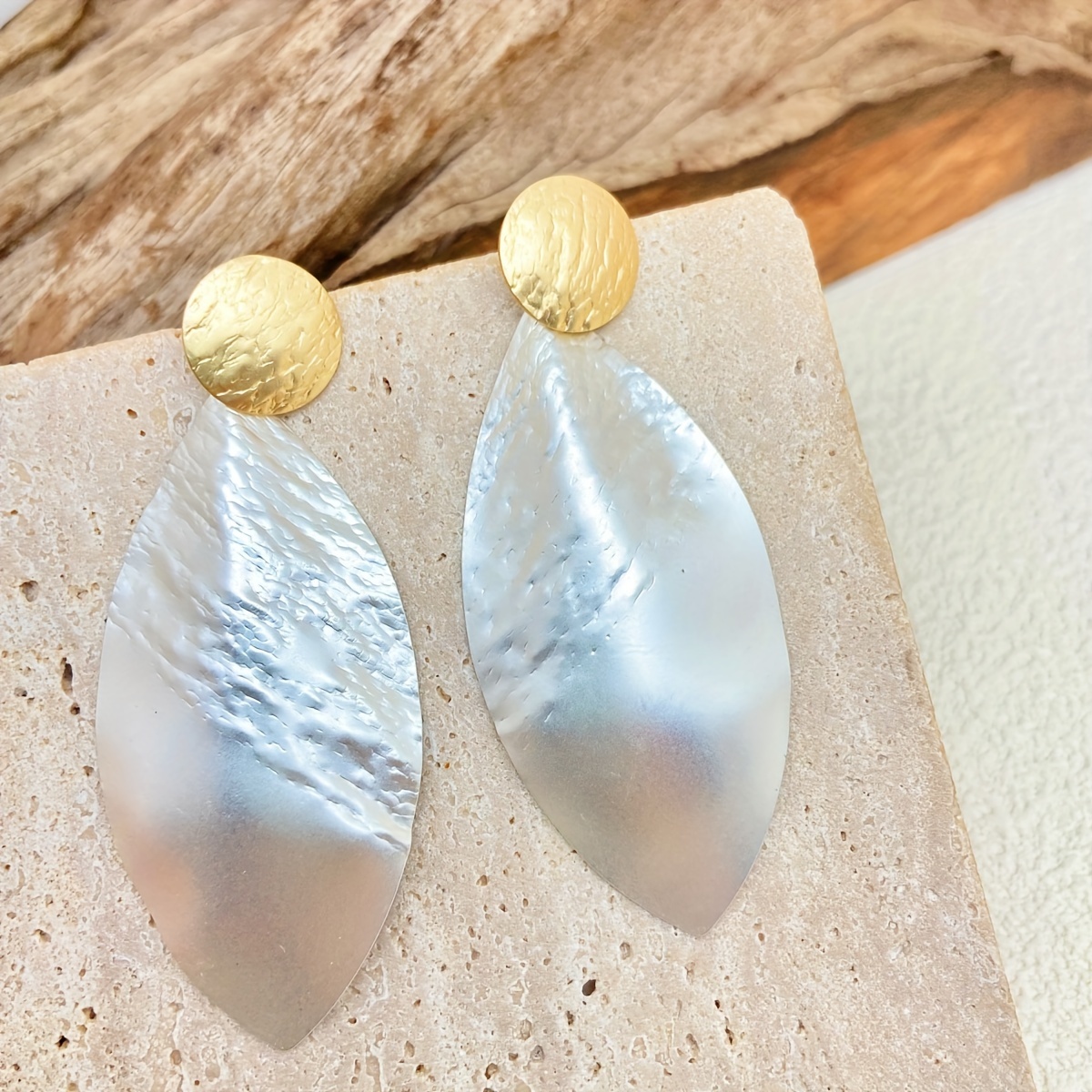 Golden and Silvery Mixed Color Large Pendant Earrings